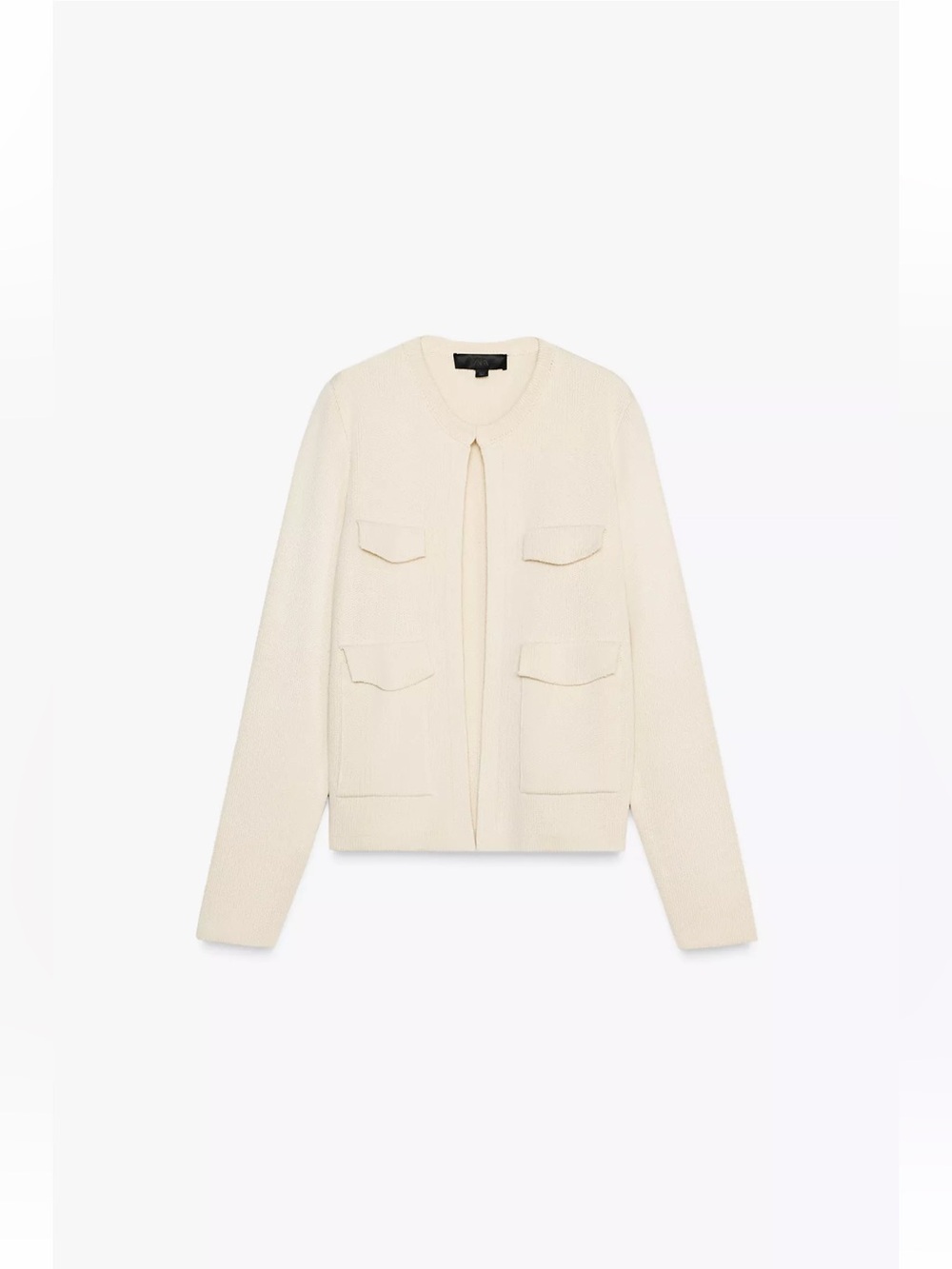 Zara Cream Textured Pocket Cardigan